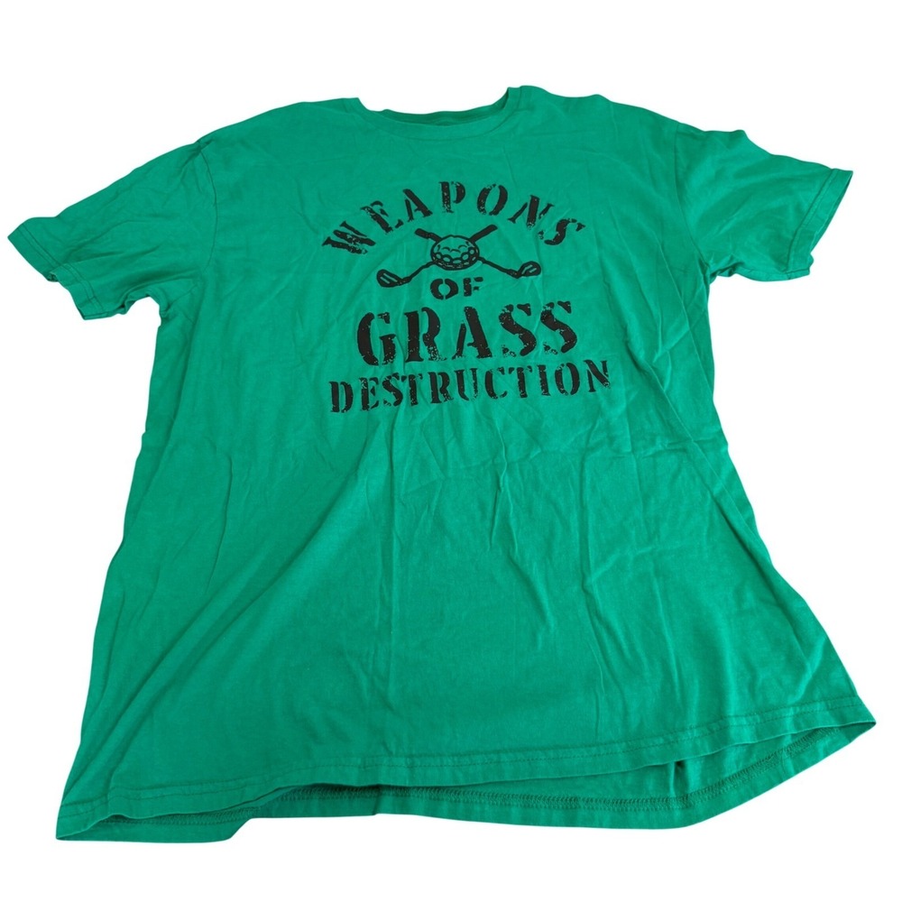 Gildan Softstyle Weapons of Grass Destruction Golf Graphic T-Shirt Mens XL Green